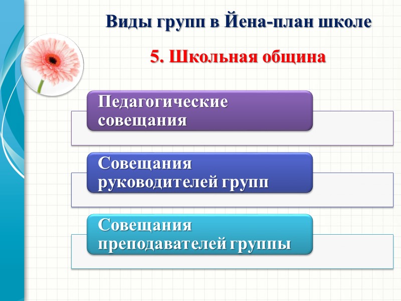 Виды групп в Йена-план школе    5. Школьная община